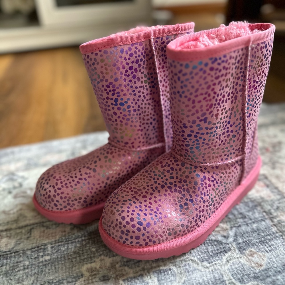 Kids UGG Pink Leopard Print Boots.